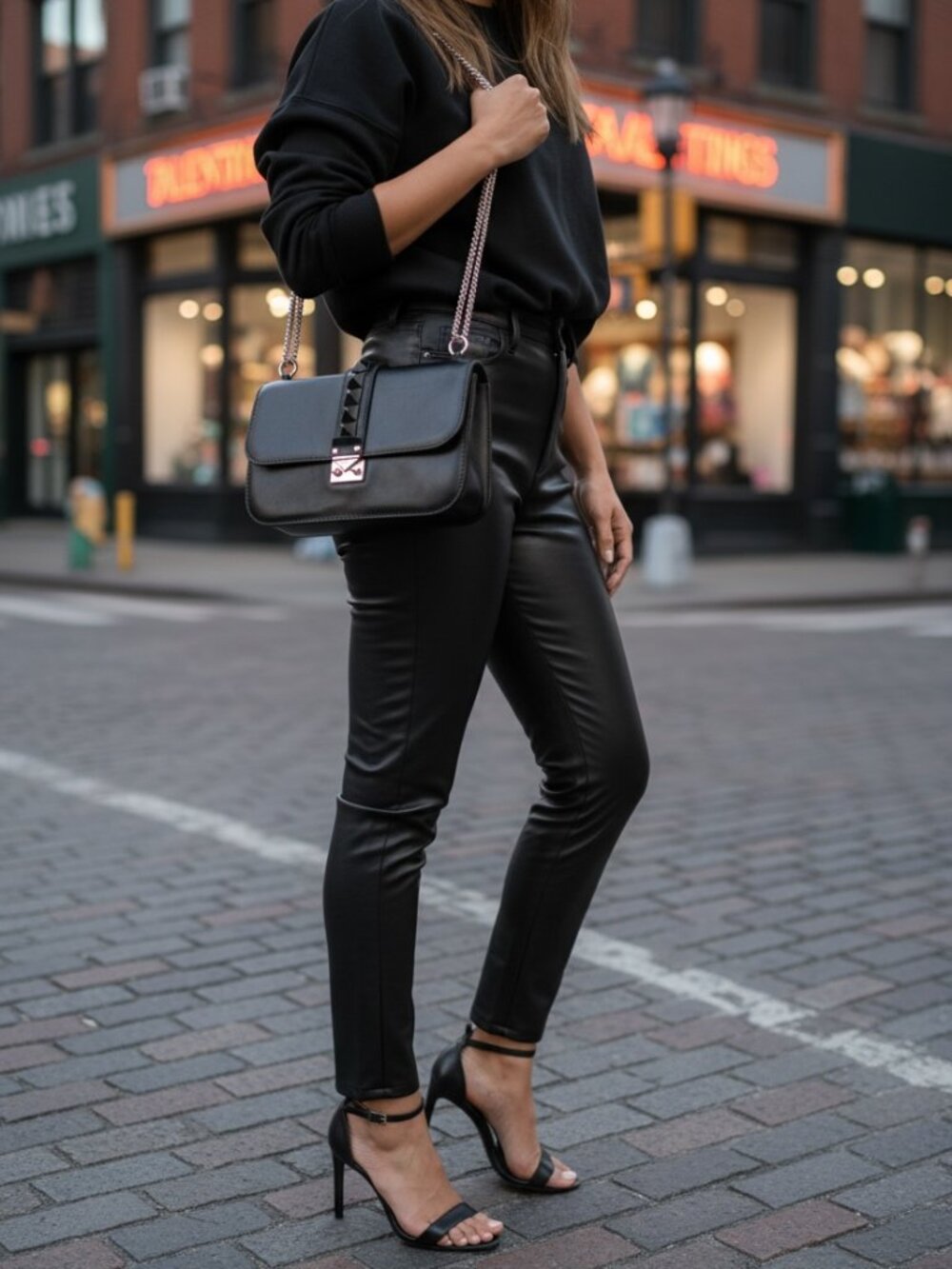 Valentino Garavani Black Leather Glam Lock Chain Shoulder/Crossbody Bag - Picture 7 of 7